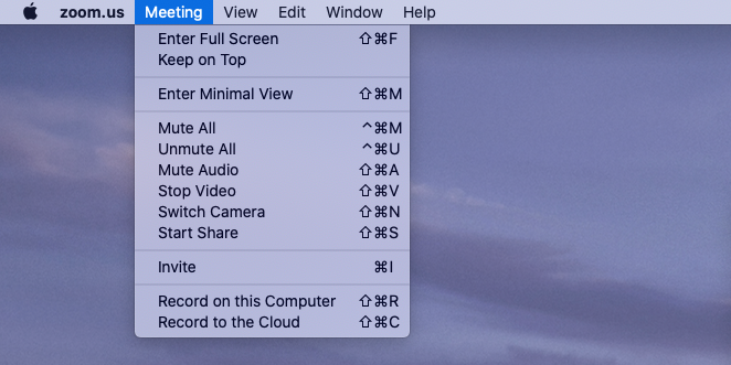 Zoom menu to start share for just audio